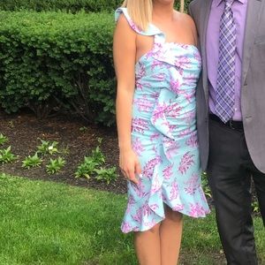 Revolve One Shoulder Ruffle Cocktail Dress